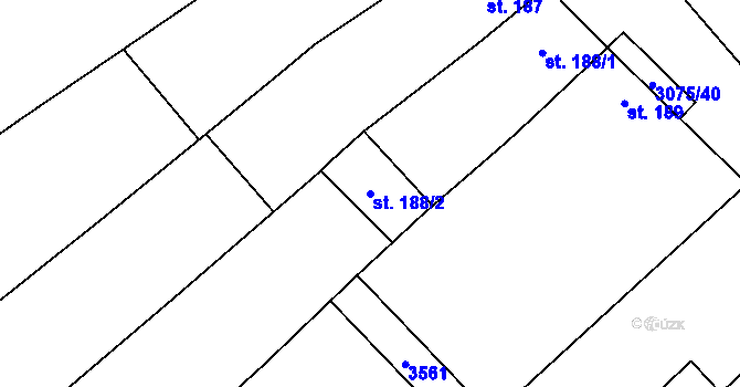 Parcela st. 188/2 v KÚ Věteřov, Katastrální mapa