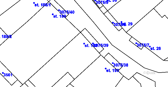 Parcela st. 192 v KÚ Věteřov, Katastrální mapa