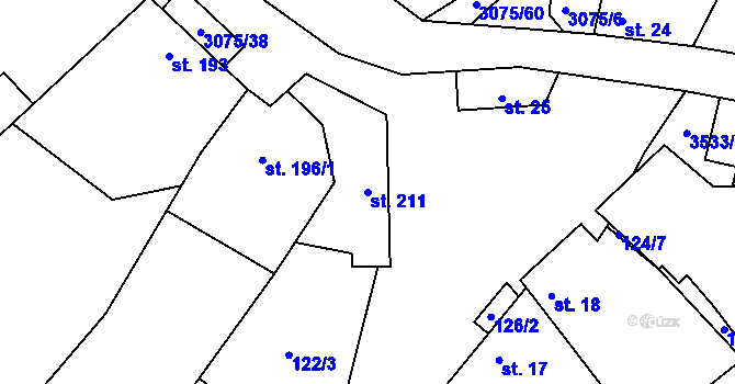 Parcela st. 211 v KÚ Věteřov, Katastrální mapa