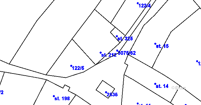 Parcela st. 212 v KÚ Věteřov, Katastrální mapa