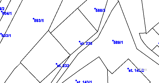 Parcela st. 235 v KÚ Věteřov, Katastrální mapa