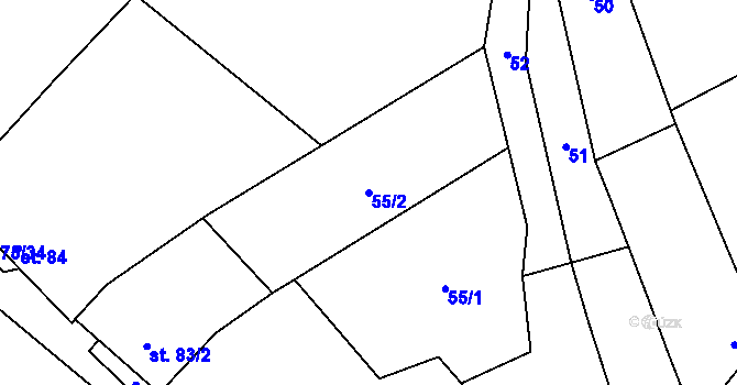 Parcela st. 55/2 v KÚ Věteřov, Katastrální mapa