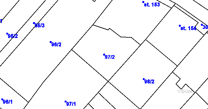 Parcela st. 97/2 v KÚ Věteřov, Katastrální mapa