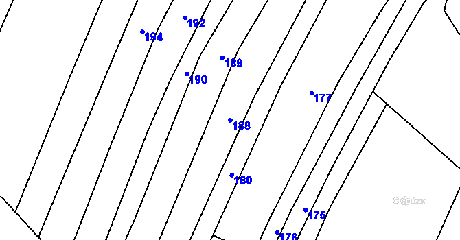 Parcela st. 188 v KÚ Věteřov, Katastrální mapa