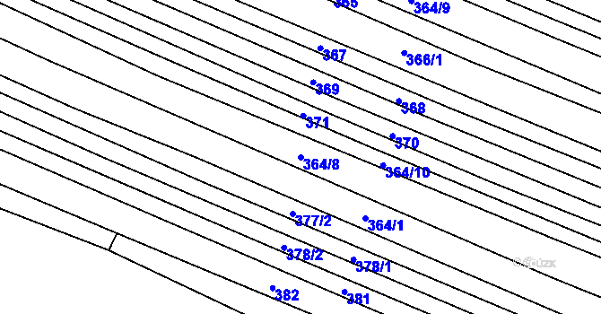 Parcela st. 364/8 v KÚ Věteřov, Katastrální mapa