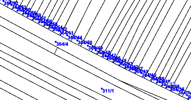 Parcela st. 364/48 v KÚ Věteřov, Katastrální mapa