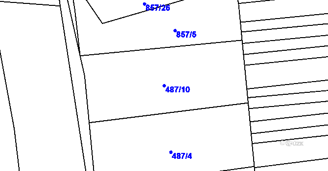 Parcela st. 487/10 v KÚ Věteřov, Katastrální mapa