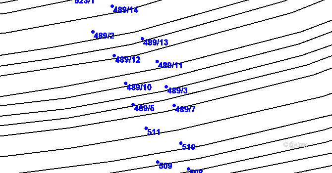 Parcela st. 489/3 v KÚ Věteřov, Katastrální mapa