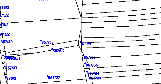 Parcela st. 489/9 v KÚ Věteřov, Katastrální mapa