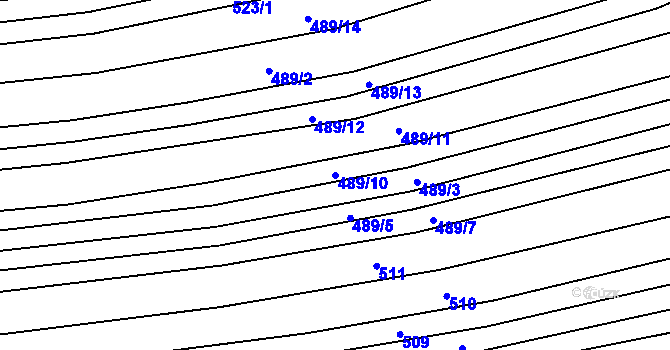 Parcela st. 489/10 v KÚ Věteřov, Katastrální mapa