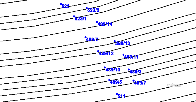 Parcela st. 489/12 v KÚ Věteřov, Katastrální mapa