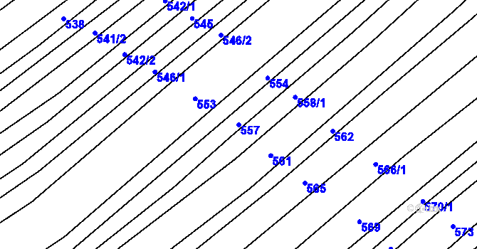 Parcela st. 557 v KÚ Věteřov, Katastrální mapa