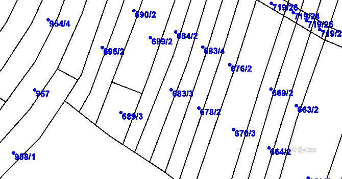 Parcela st. 683/3 v KÚ Věteřov, Katastrální mapa