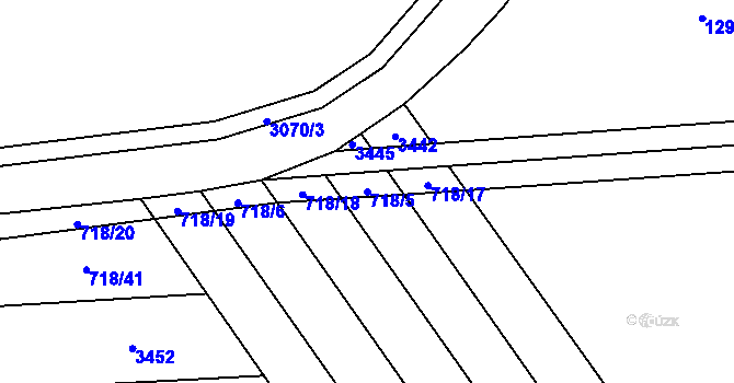 Parcela st. 718/5 v KÚ Věteřov, Katastrální mapa