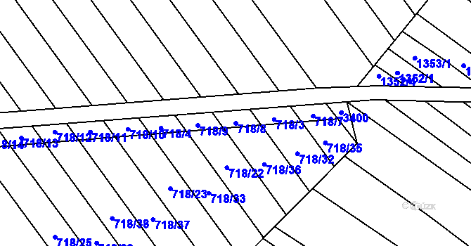 Parcela st. 718/8 v KÚ Věteřov, Katastrální mapa