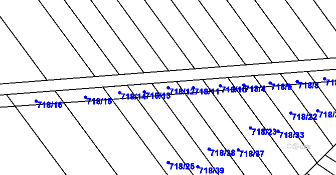Parcela st. 718/12 v KÚ Věteřov, Katastrální mapa