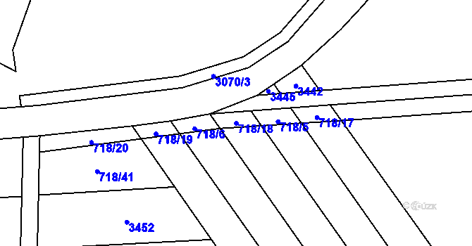 Parcela st. 718/18 v KÚ Věteřov, Katastrální mapa