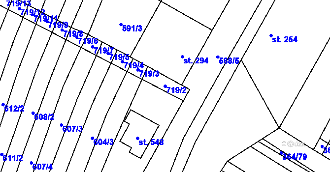 Parcela st. 719/2 v KÚ Věteřov, Katastrální mapa