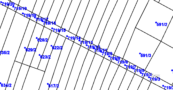 Parcela st. 719/12 v KÚ Věteřov, Katastrální mapa