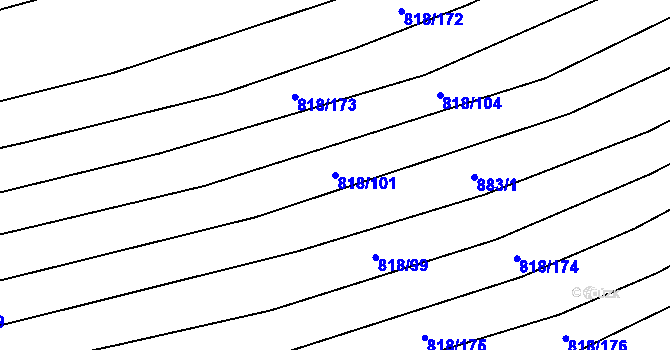 Parcela st. 818/101 v KÚ Věteřov, Katastrální mapa