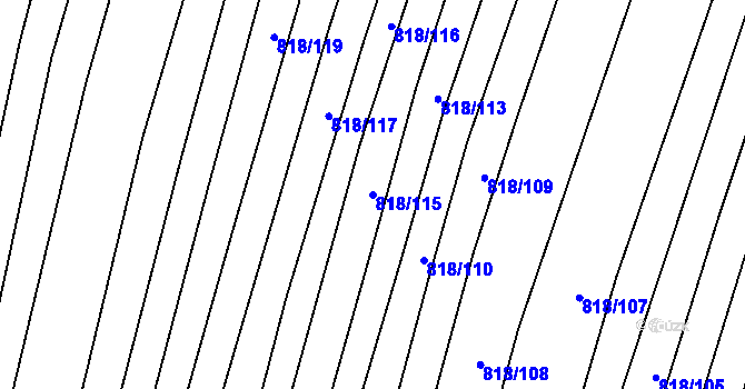 Parcela st. 818/115 v KÚ Věteřov, Katastrální mapa