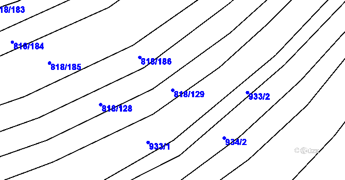 Parcela st. 818/129 v KÚ Věteřov, Katastrální mapa