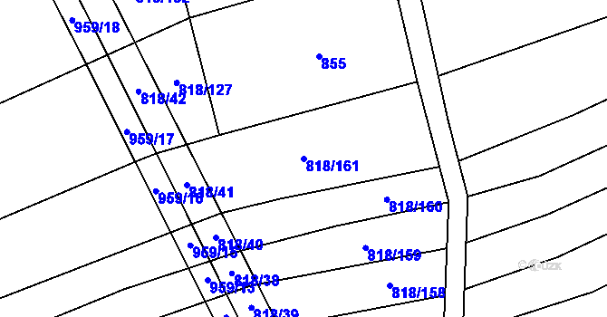 Parcela st. 818/161 v KÚ Věteřov, Katastrální mapa