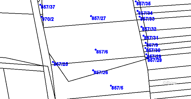 Parcela st. 857/6 v KÚ Věteřov, Katastrální mapa