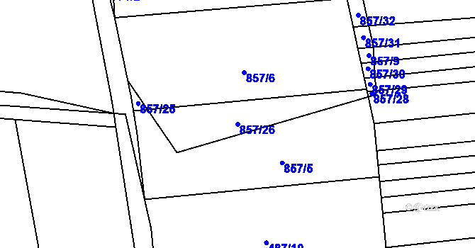 Parcela st. 857/26 v KÚ Věteřov, Katastrální mapa