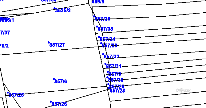 Parcela st. 857/32 v KÚ Věteřov, Katastrální mapa