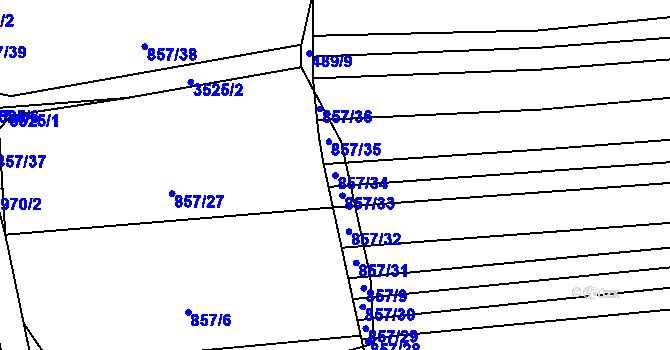 Parcela st. 857/34 v KÚ Věteřov, Katastrální mapa