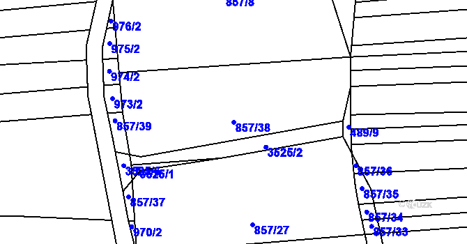 Parcela st. 857/38 v KÚ Věteřov, Katastrální mapa