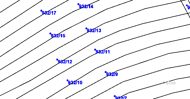 Parcela st. 932/11 v KÚ Věteřov, Katastrální mapa
