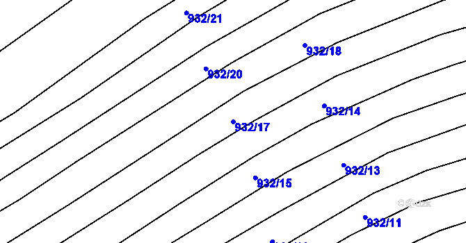 Parcela st. 932/17 v KÚ Věteřov, Katastrální mapa