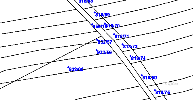 Parcela st. 932/59 v KÚ Věteřov, Katastrální mapa