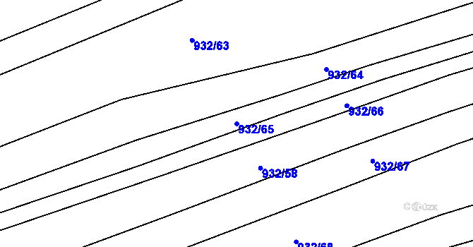 Parcela st. 932/65 v KÚ Věteřov, Katastrální mapa