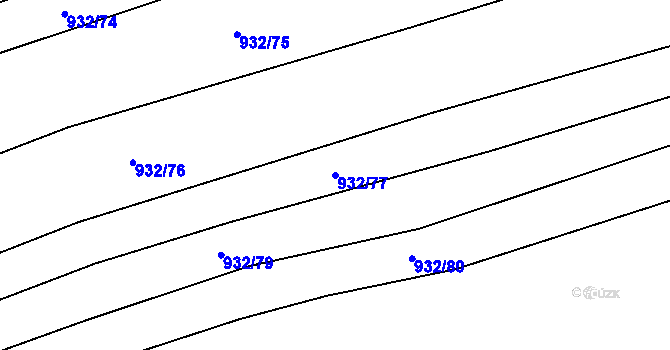 Parcela st. 932/77 v KÚ Věteřov, Katastrální mapa