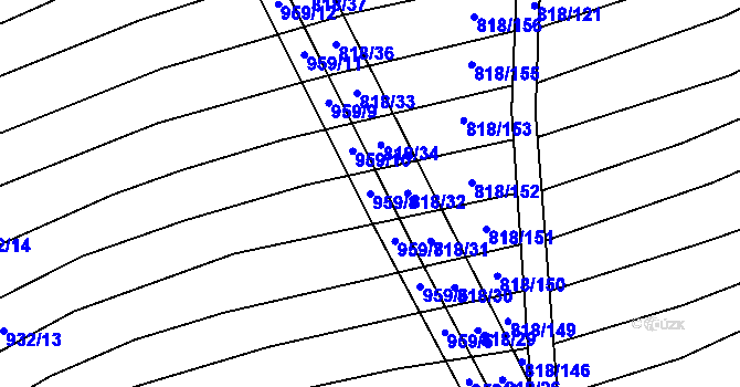 Parcela st. 959/8 v KÚ Věteřov, Katastrální mapa