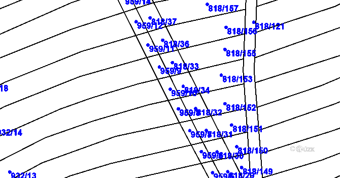 Parcela st. 959/10 v KÚ Věteřov, Katastrální mapa