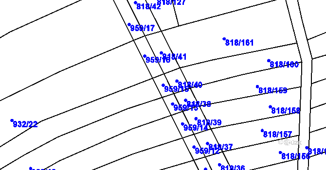 Parcela st. 959/15 v KÚ Věteřov, Katastrální mapa