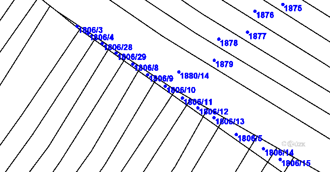 Parcela st. 1806/10 v KÚ Věteřov, Katastrální mapa