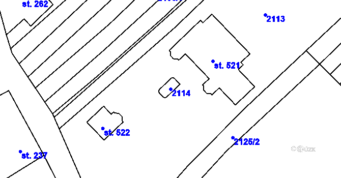 Parcela st. 2114 v KÚ Věteřov, Katastrální mapa