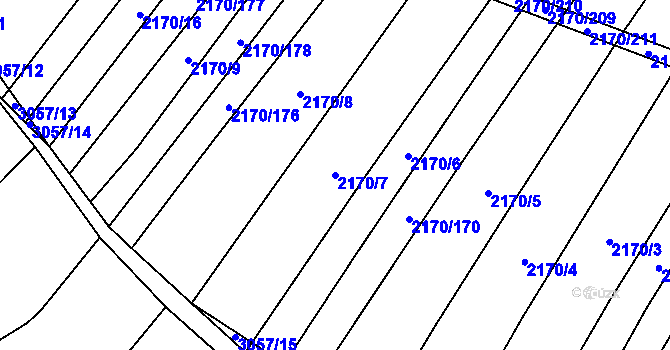 Parcela st. 2170/7 v KÚ Věteřov, Katastrální mapa