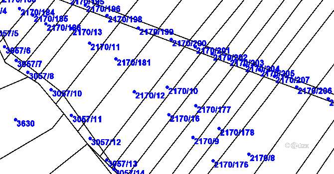 Parcela st. 2170/10 v KÚ Věteřov, Katastrální mapa