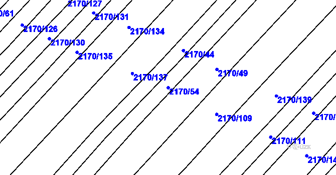 Parcela st. 2170/54 v KÚ Věteřov, Katastrální mapa