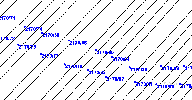 Parcela st. 2170/80 v KÚ Věteřov, Katastrální mapa