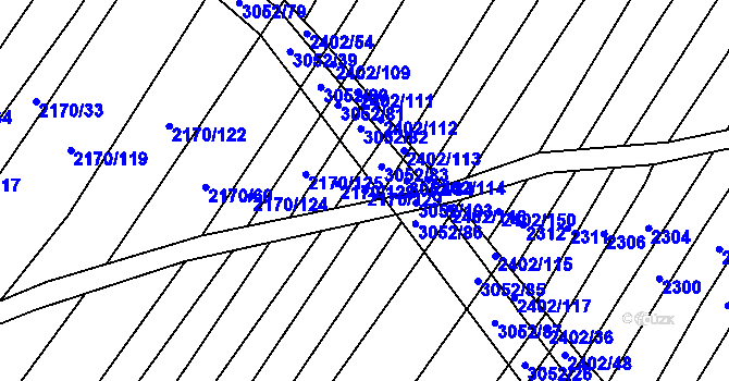 Parcela st. 2170/129 v KÚ Věteřov, Katastrální mapa