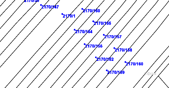Parcela st. 2170/156 v KÚ Věteřov, Katastrální mapa