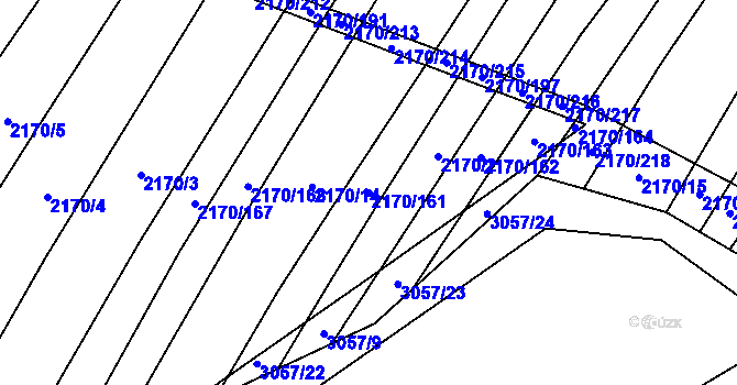 Parcela st. 2170/161 v KÚ Věteřov, Katastrální mapa