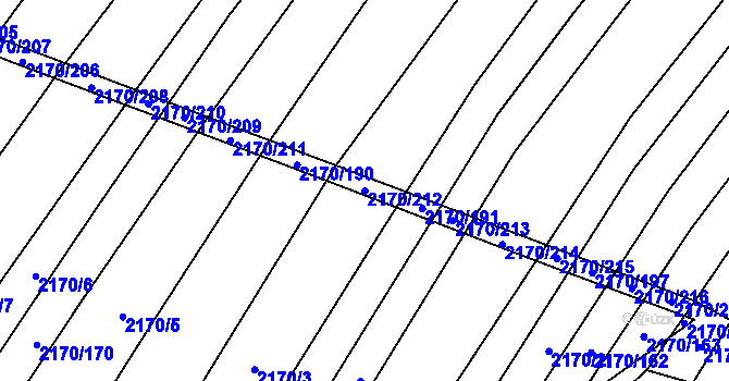 Parcela st. 2170/212 v KÚ Věteřov, Katastrální mapa